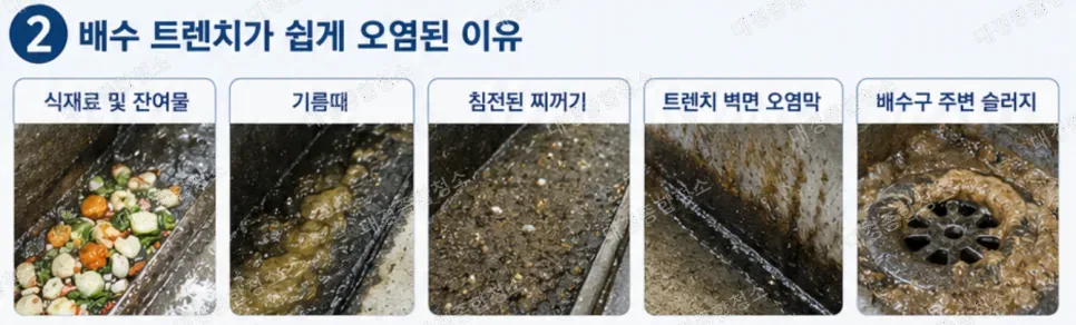 식품공장 청소｜깨끗한 위생 관리를 위한 배수 트렌치 청소의 중요성
