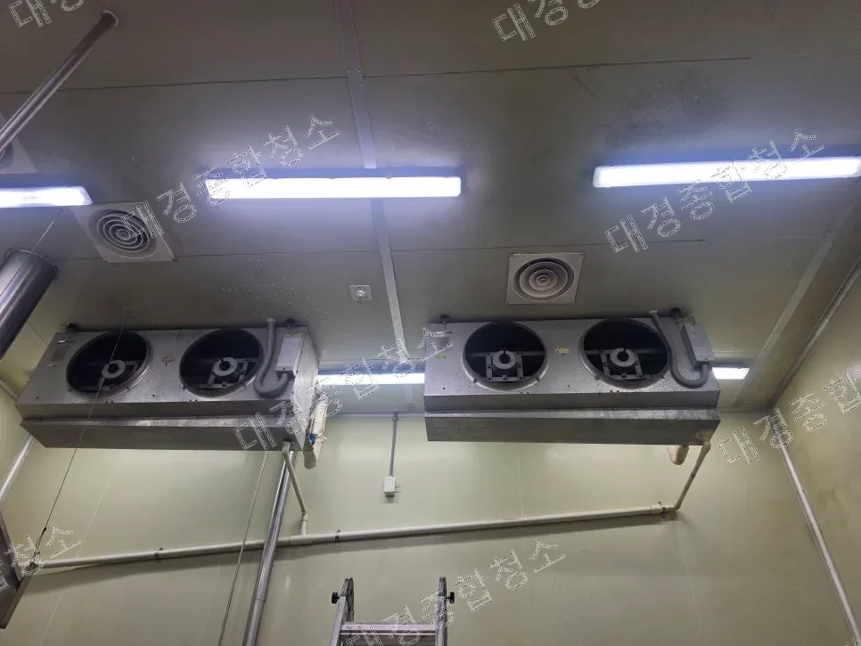 안성 식품공장 유니트쿨러청소 방법｜내부 부속품 분해 세척부터 표면 세정까지