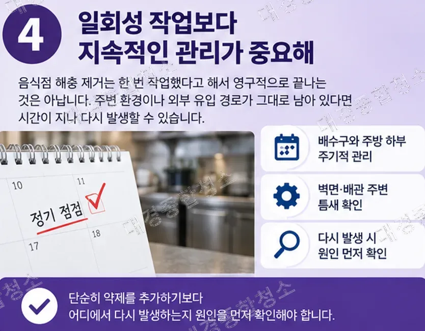 음식점 해충 제거, 약을 뿌려도 다시 생기는 이유