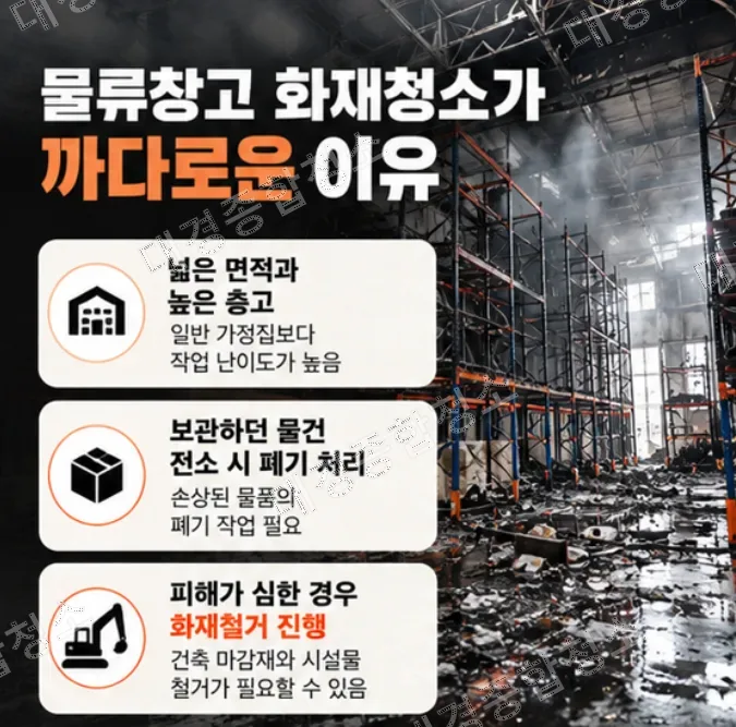 물류창고 화재청소 방법, 그을음만 제거하면 안 되는 이유