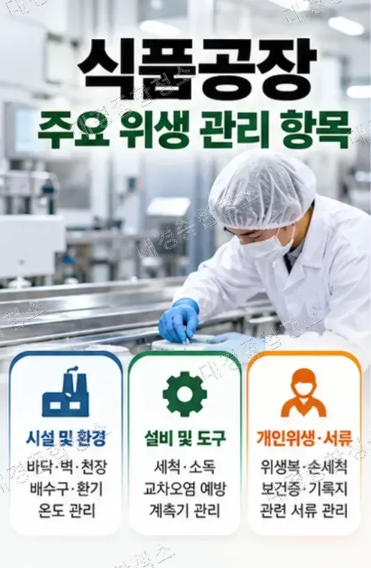 식품공장 주요 위생 관리 항목과 필수 체크 사항은?